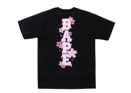A BATHING APE MEN SAKURA PHOTO APE HEAD TEE - BLACK