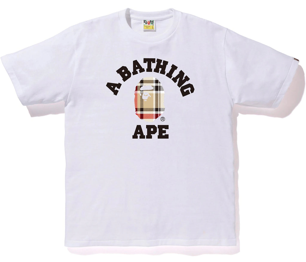 BAPE Check College Tee White/Beige