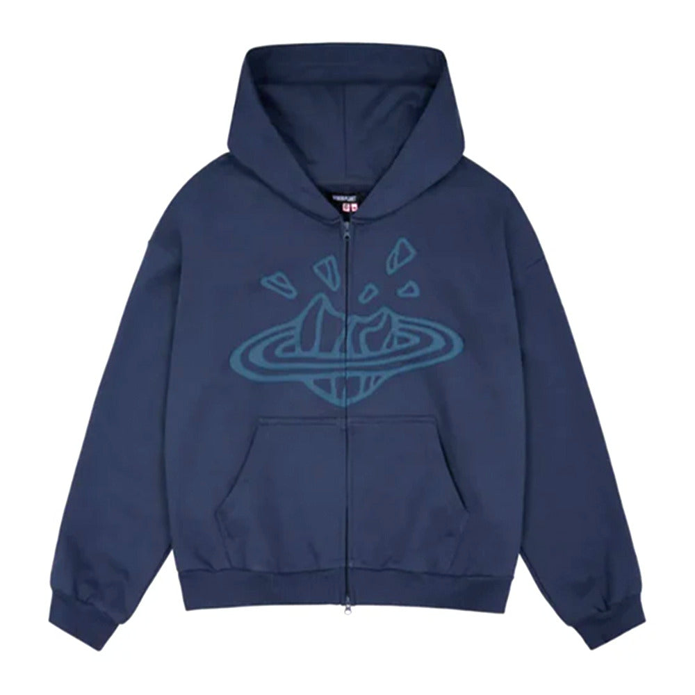 BROKEN PLANET ZIP-UP HOODIE NAVY