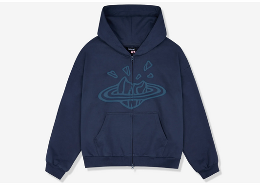 Broken Planet Zip-Up Deep Navy Hoodie