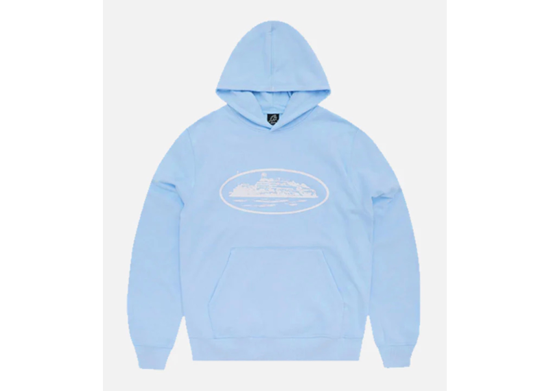 Corteiz RTW Alcatraz Hoodie - Baby Blue / White