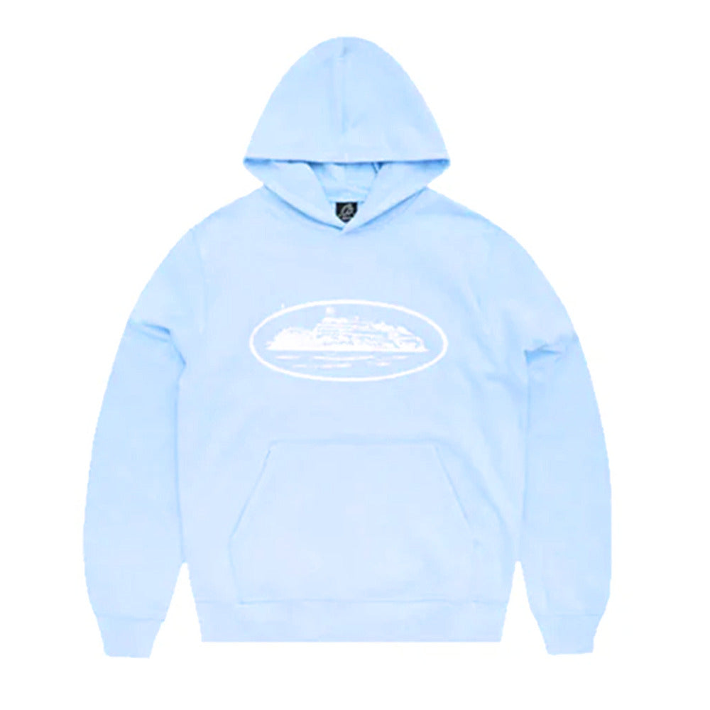 Corteiz RTW Alcatraz Hoodie Baby Blue/White