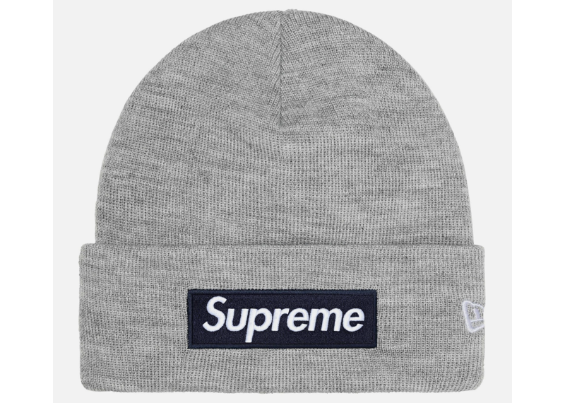 Supreme New Era Box Logo Beanie (FW25) - Heather Grey