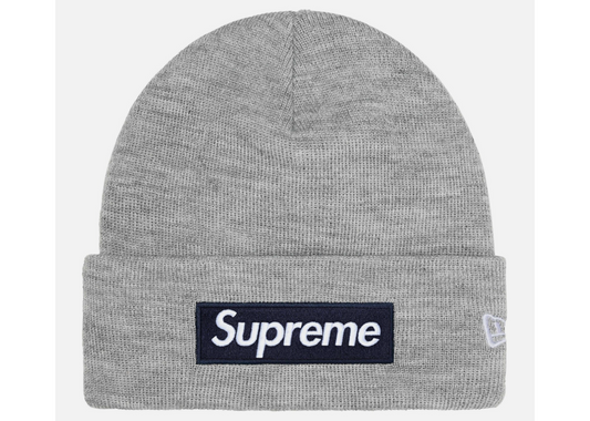Supreme New Era Box Logo Beanie (FW25) - Heather Grey