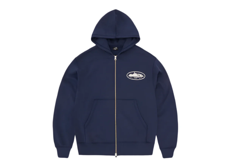 CORTEIZ ISLAND PUFF PRINT ZIP HOODIE NAVY