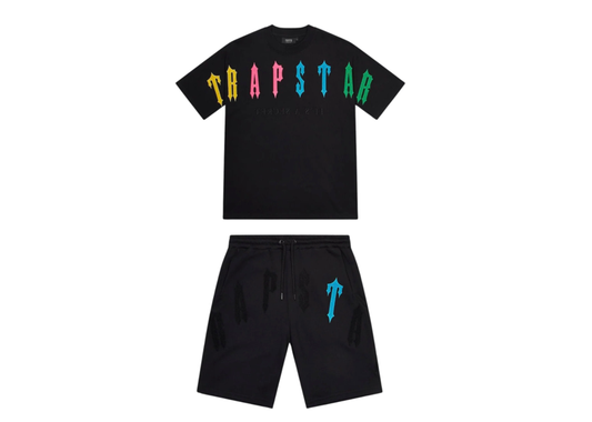 TRAPSTAR IRONGATE ARCH 2.0 SHORT SET - BLACK / CANDY