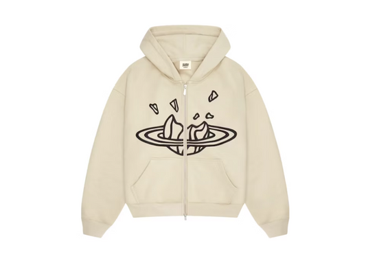 Broken Planet Zip Up Hoodie Bone White