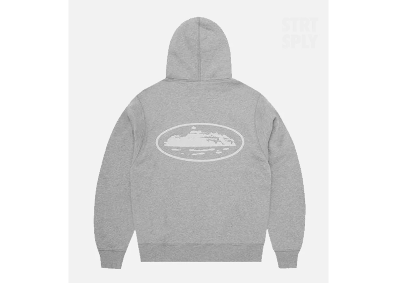 Corteiz RTW Island Puff Print Zip Hoodie - Heather Grey