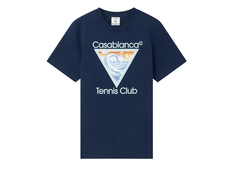 Casablanca Wave Ex Beach Tennis Club Icon T-Shirt Navy